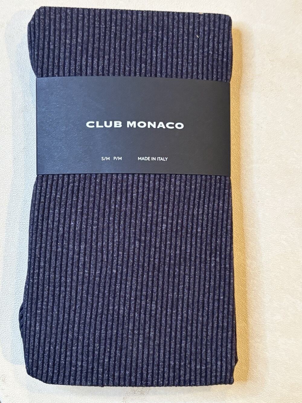 Club Monaco Women's Ribbed Tights Heather Grey S/M Polyamide Made in Italy